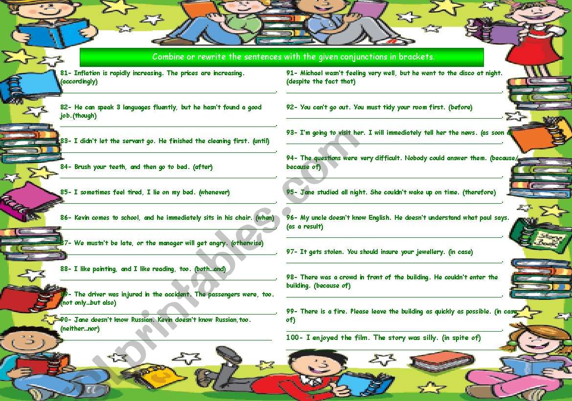 CONJUNCTIONS- PART 5 worksheet