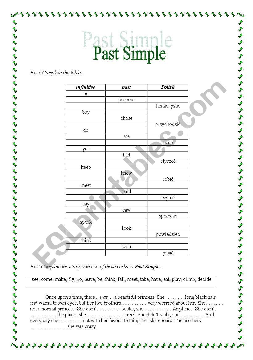 past simple worksheet