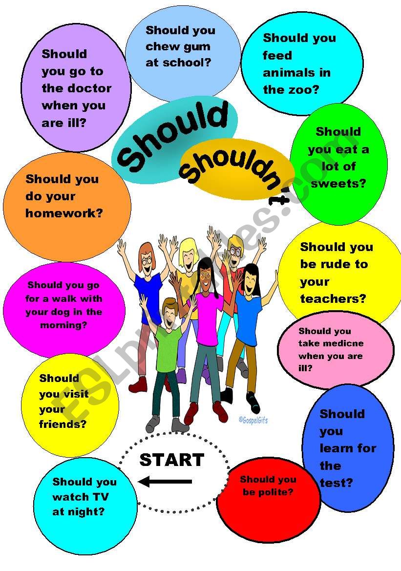 GAME- SHOULD SHOULDN´T - ESL worksheet by arielka