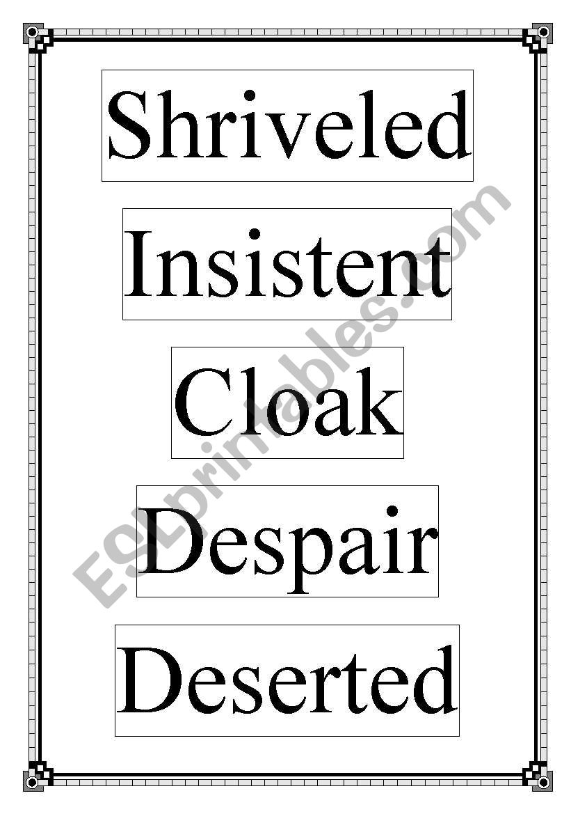 the vocab of Gold coin worksheet