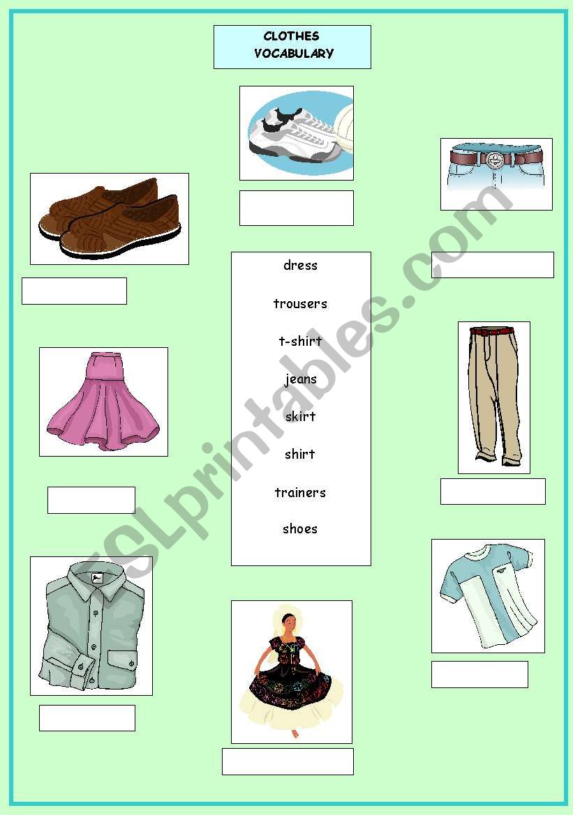 Clothes vocabulary worksheet