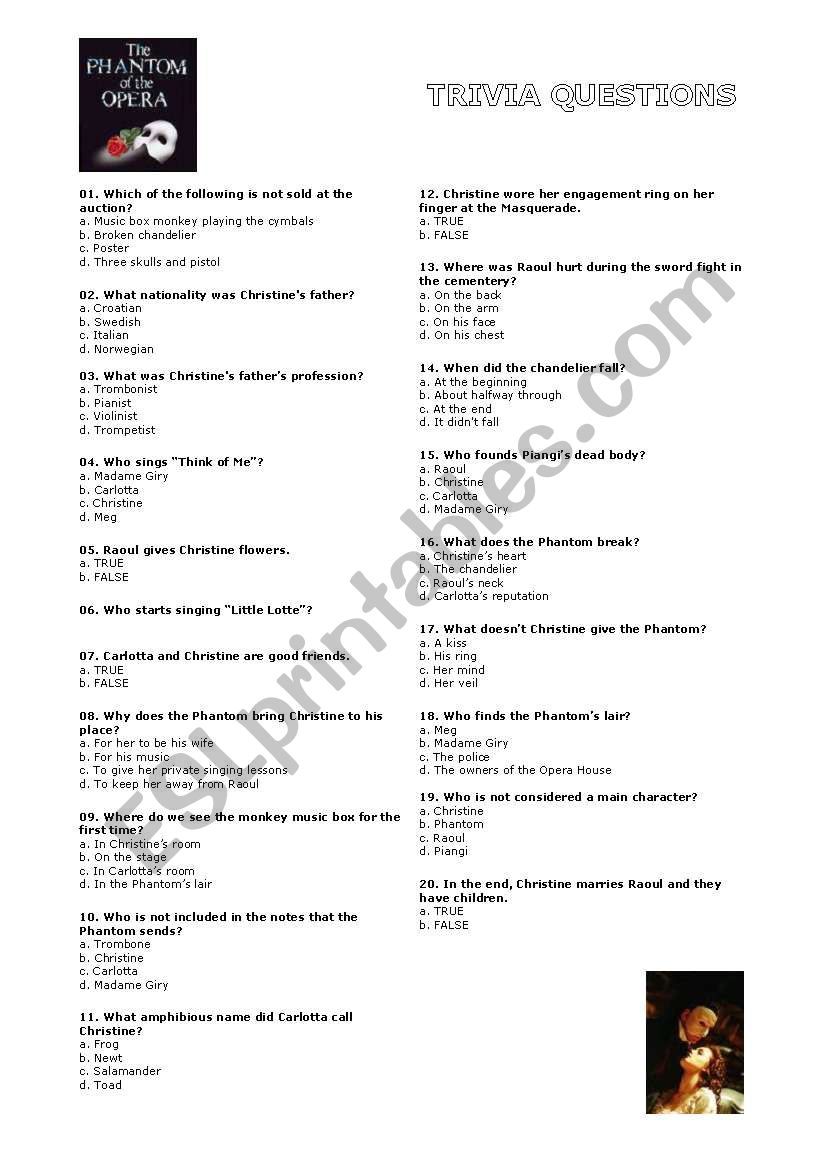 the phantom of the opera worksheet