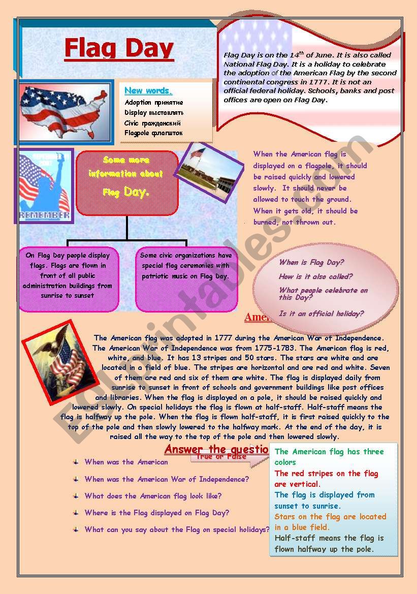 flag-day-in-the-usa-esl-worksheet-by-bulygina