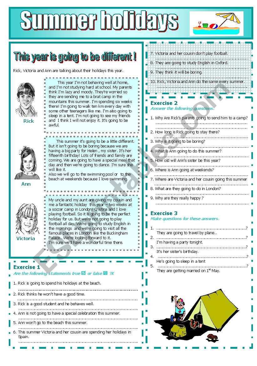 Summer holidays : READING AND GRAMMAR Series NÂº 8