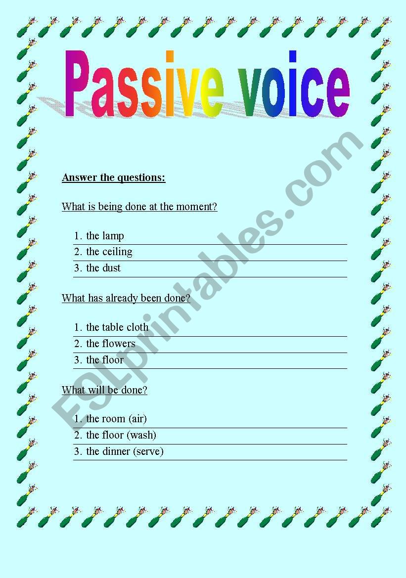 English Worksheets Describing The Picture Using Passive Voice