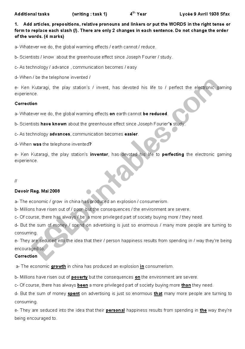 dehydrated sentences worksheet