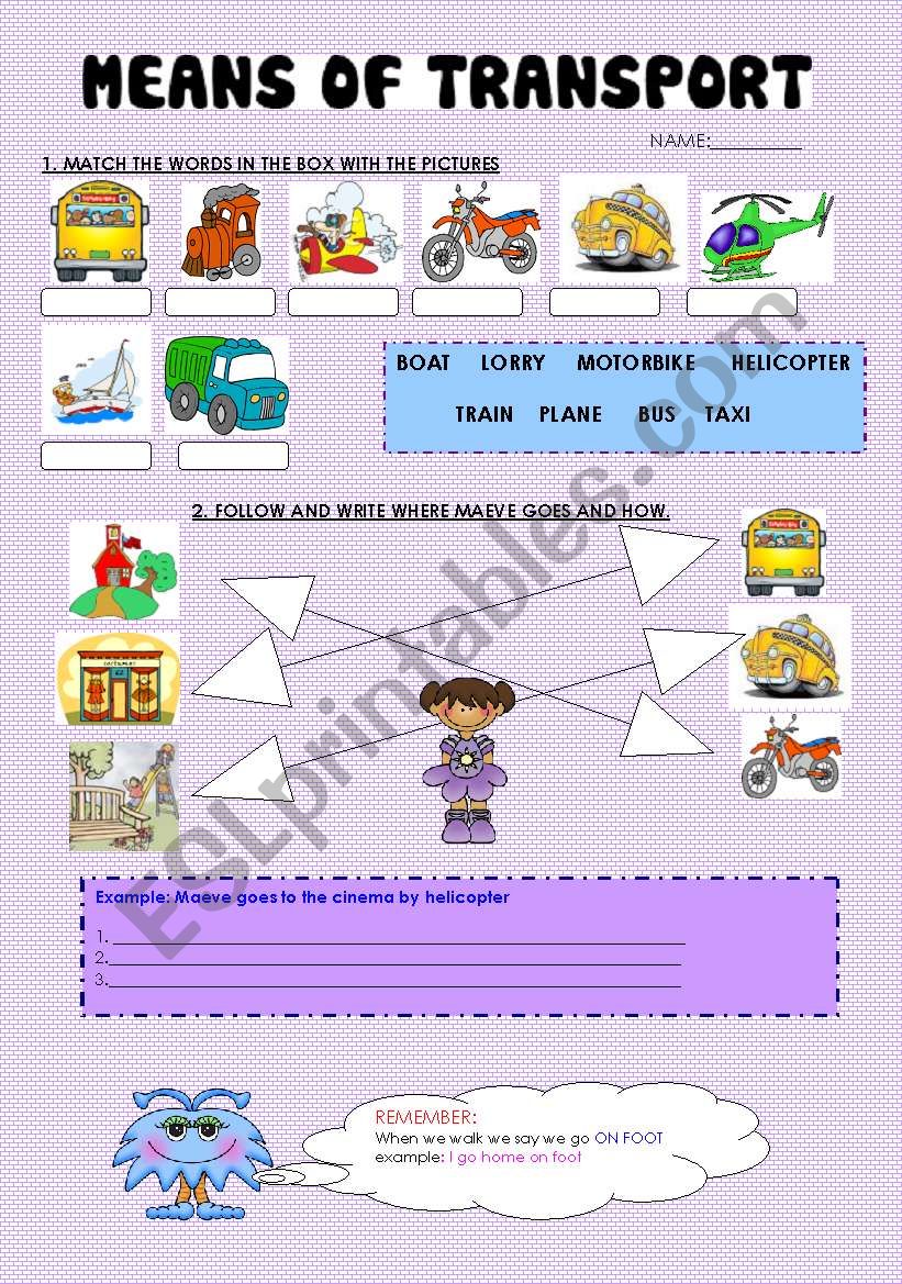 MEANS OF TRANSPORT 1  worksheet