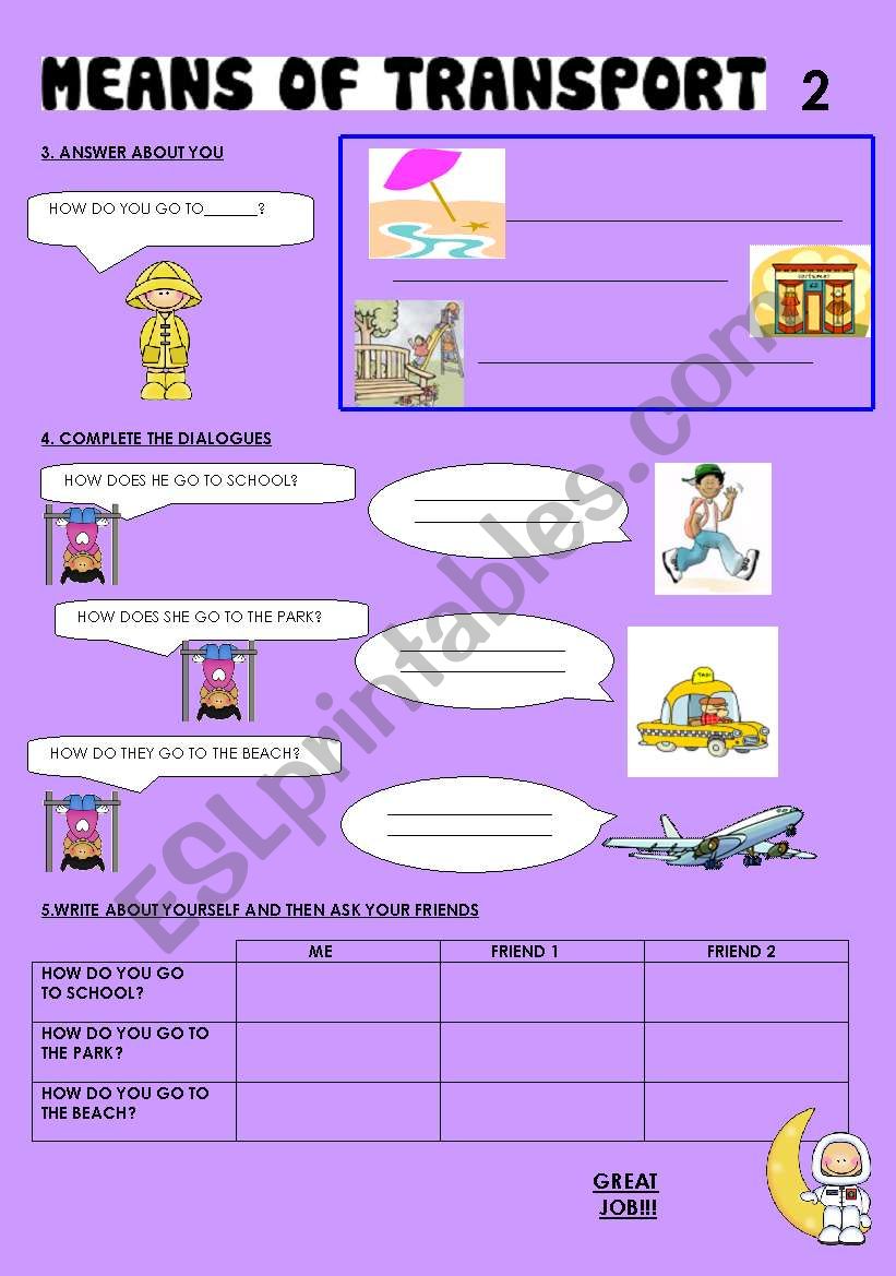 MEANS OF TRANSPORT 2 worksheet