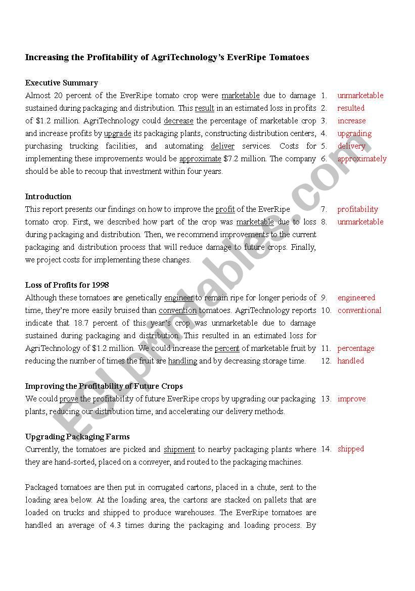 Proofreading Exercise_6 (key) worksheet