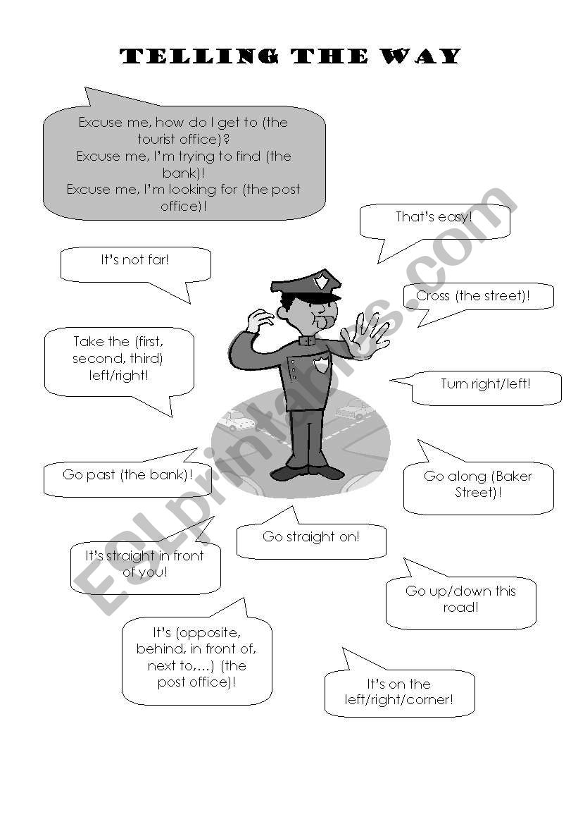 Telling the way worksheet