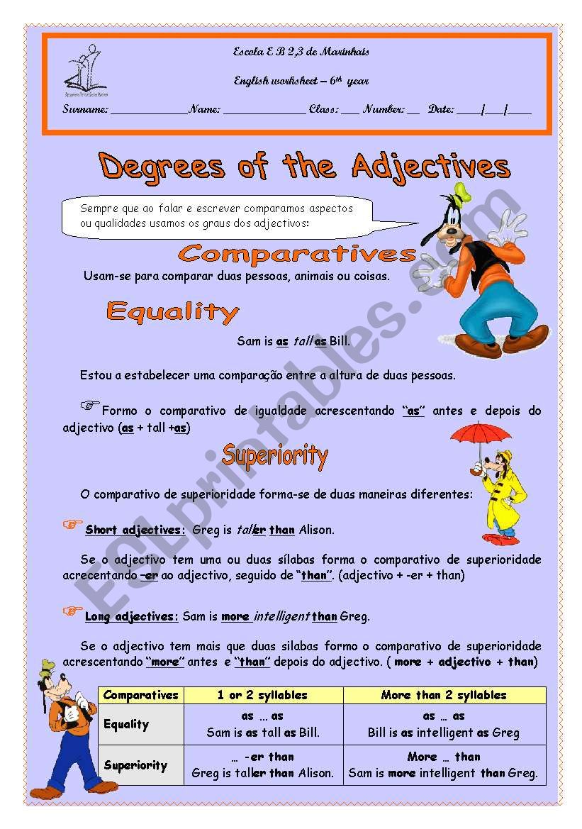 Comparatives worksheet