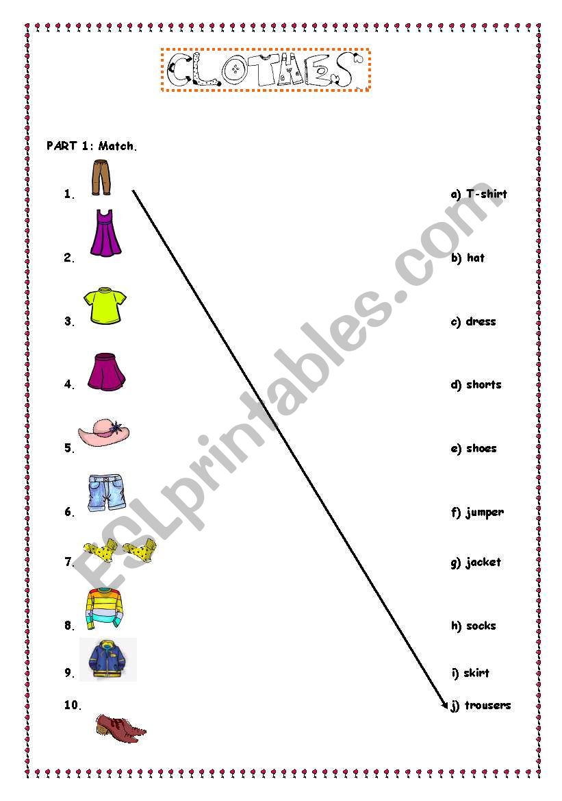 clothes worksheet