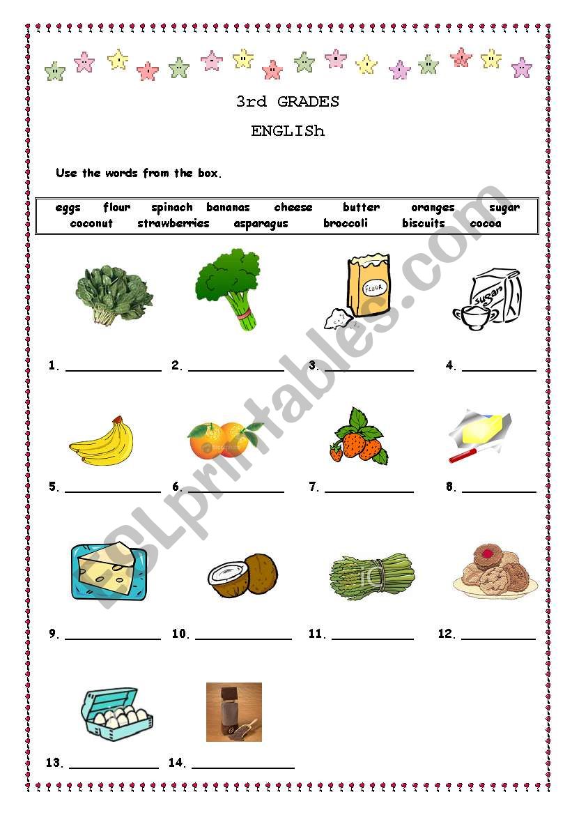 fruit and vegetables worksheet