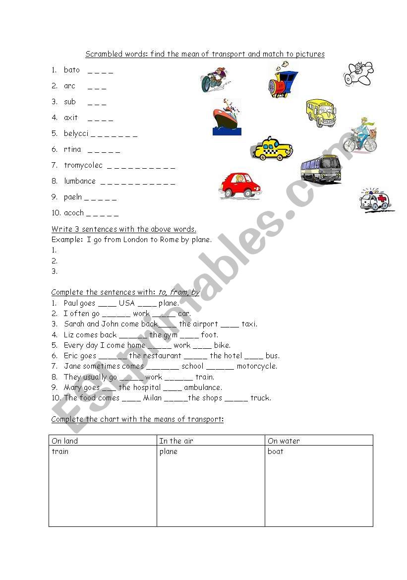 transportation and preposition