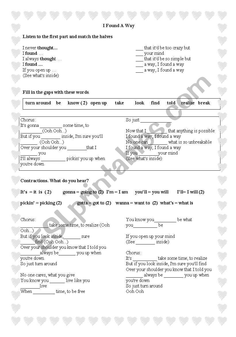 Lyrics worksheet