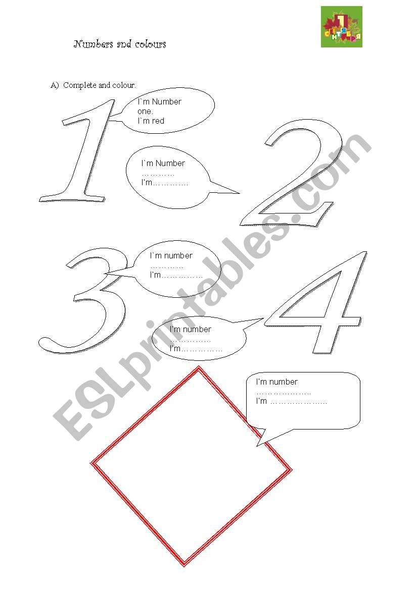 numbers and colours worksheet