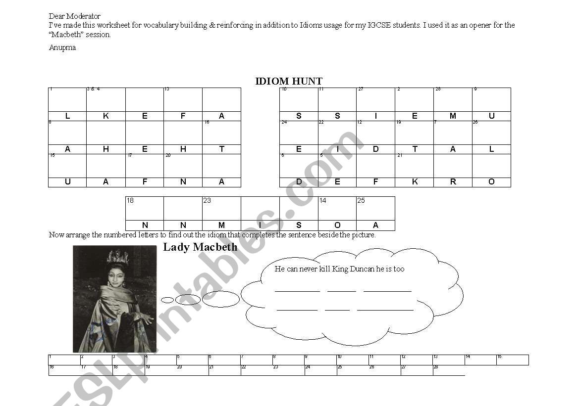 Idiom Hunt worksheet