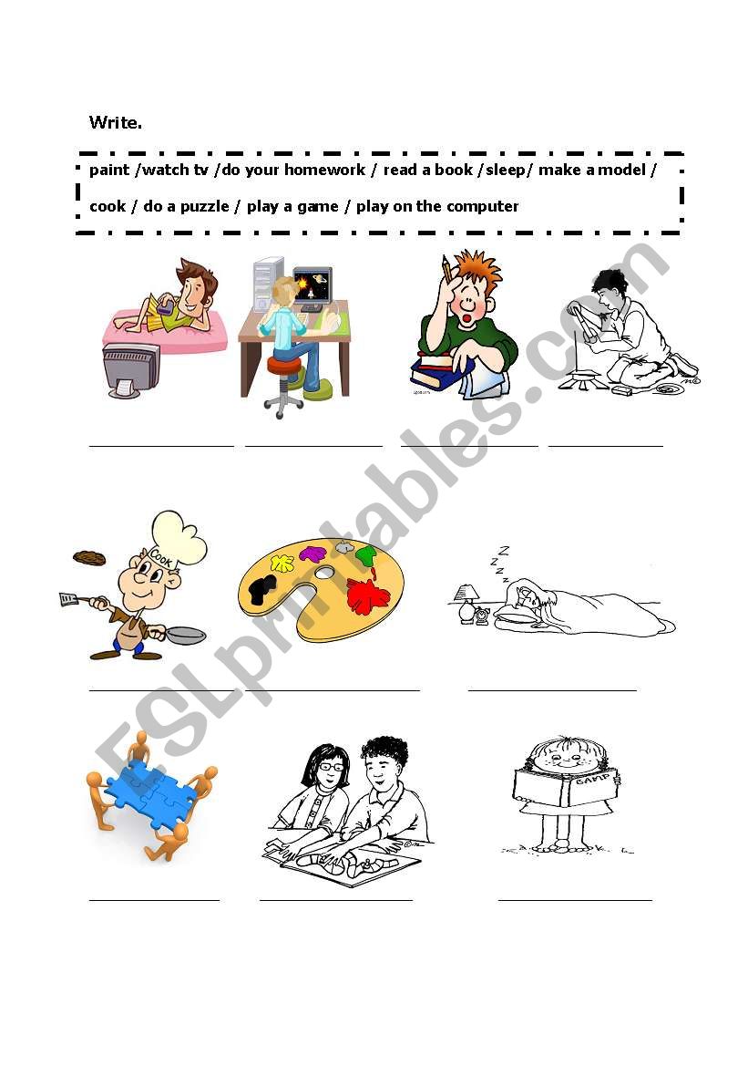 indoor activities worksheet