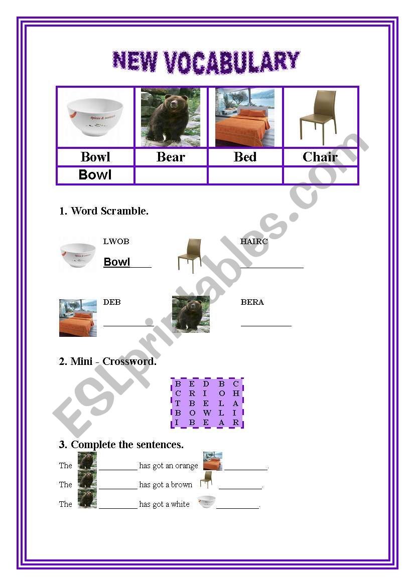 Basic Vocabulary to work on spelling.