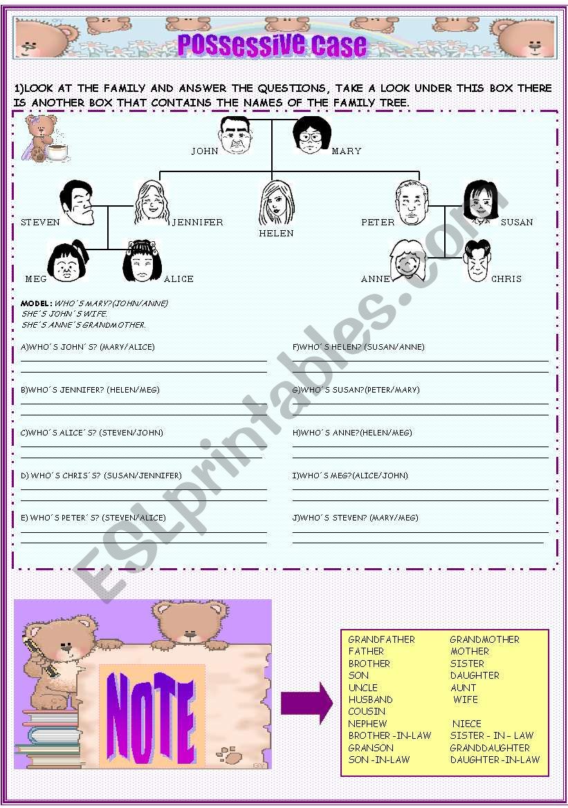 FAMILY TREE worksheet