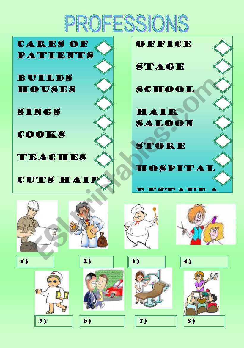 PROFESSIONS worksheet