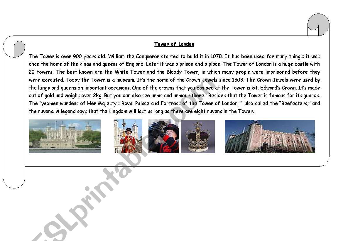Tower of London - information sheet