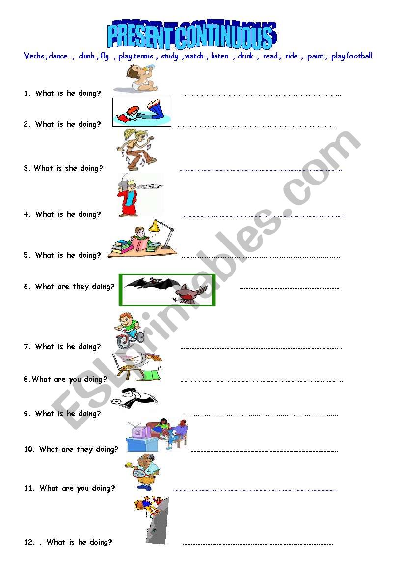 present continuous worksheet worksheet