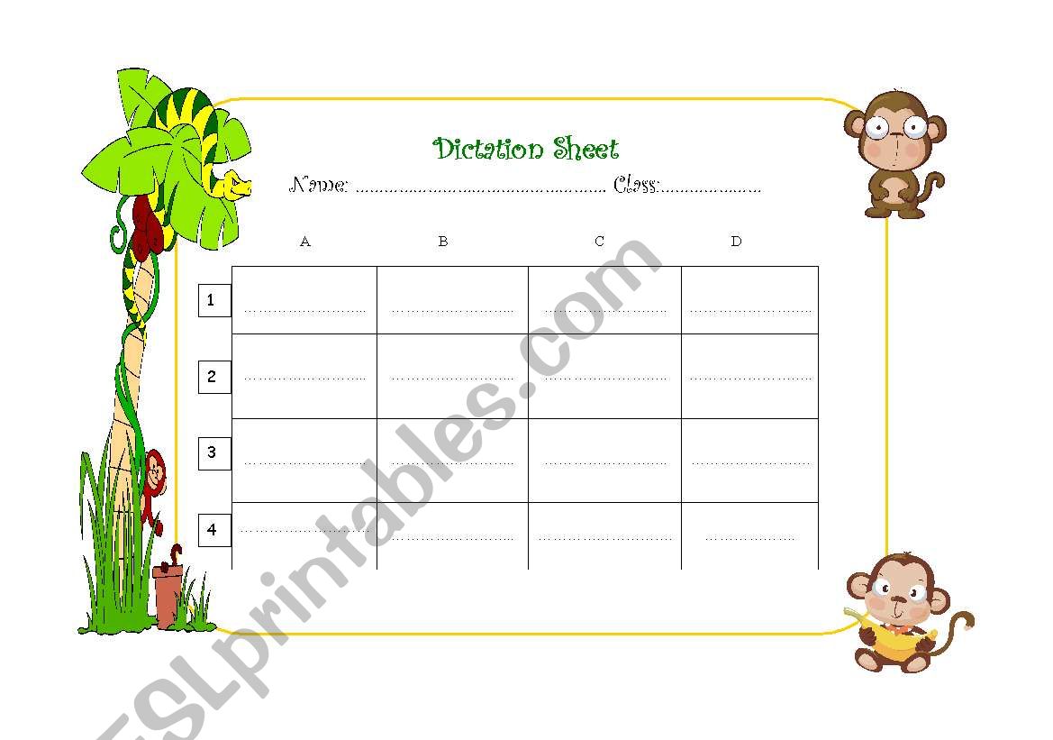 Dictation Sheet worksheet