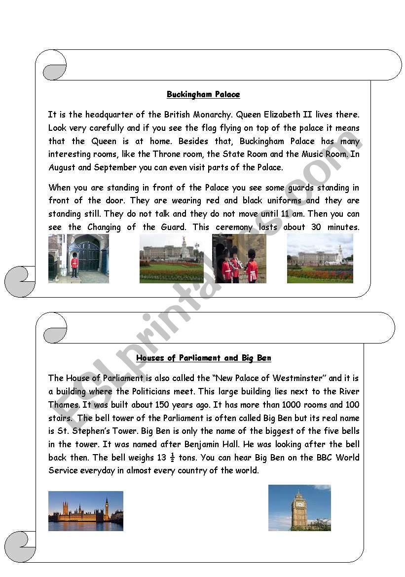 information sheet about Buckingham Palace