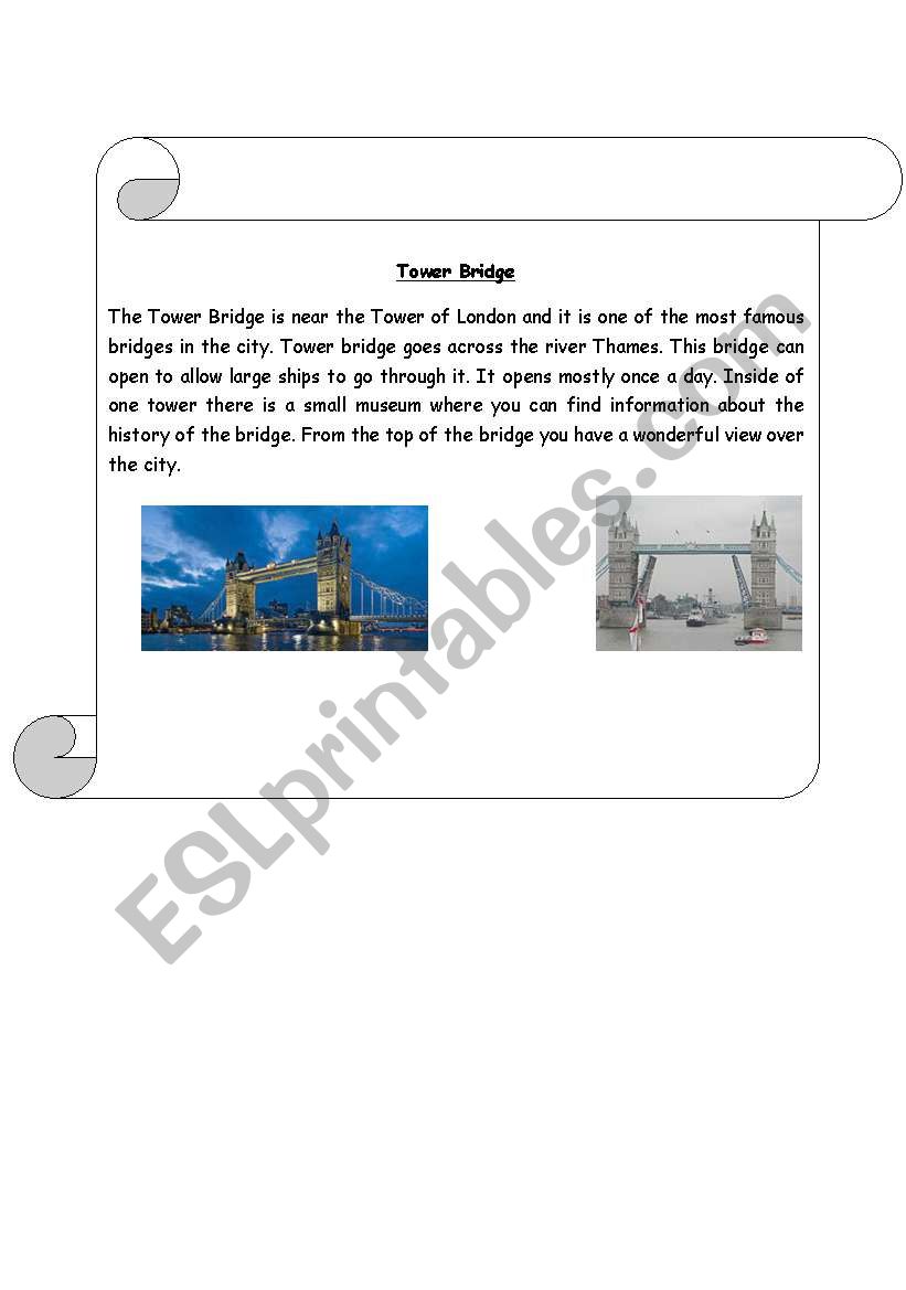 Tower Bridge worksheet