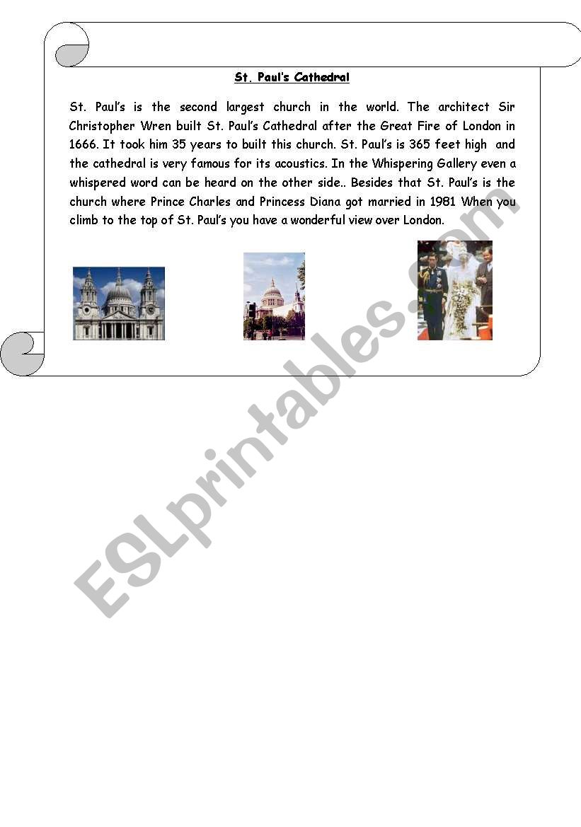 St. Paul´s Cathedral - ESL worksheet by perditasanna