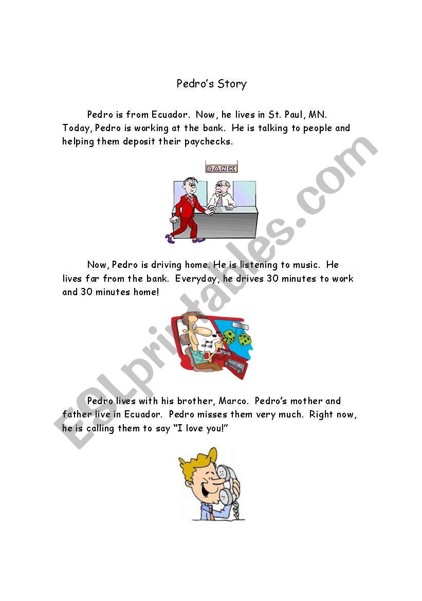 Pedro´s Story worksheet