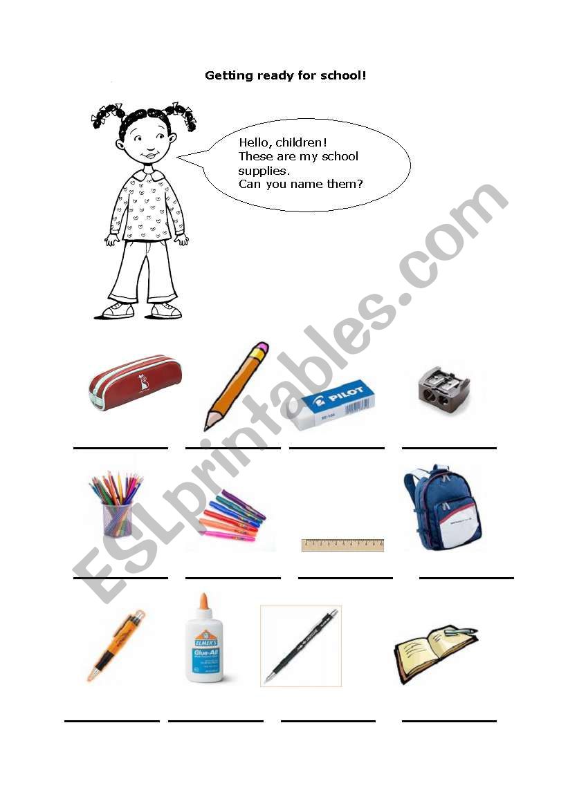 School supplies worksheet