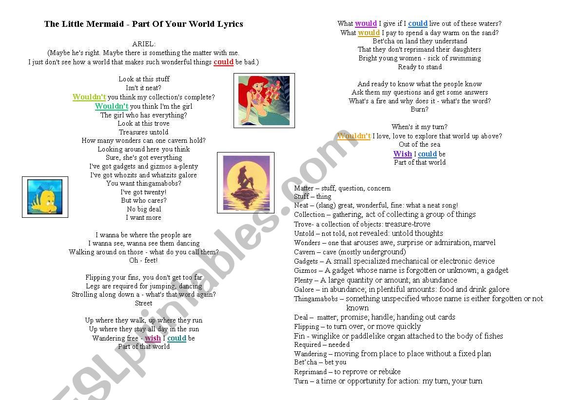 Disneys Little Mermaid - Part of your World Lyrics