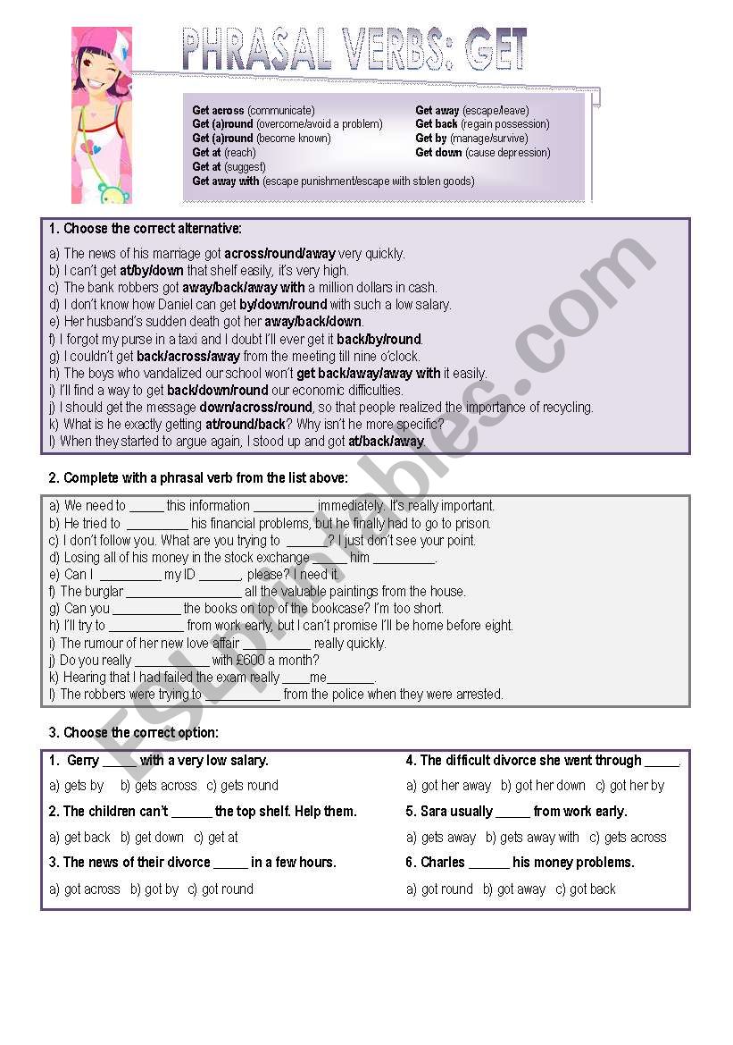 Phrasal verbs: Get worksheet