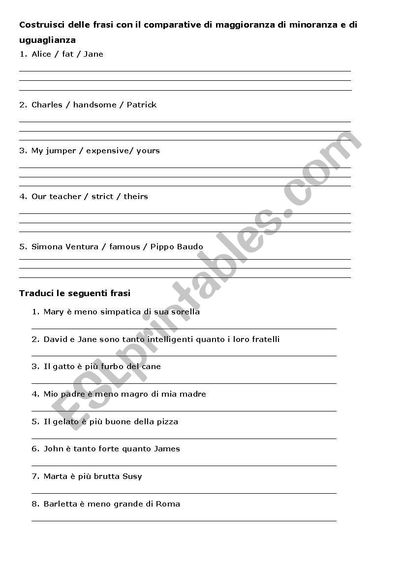 comparatives worksheet