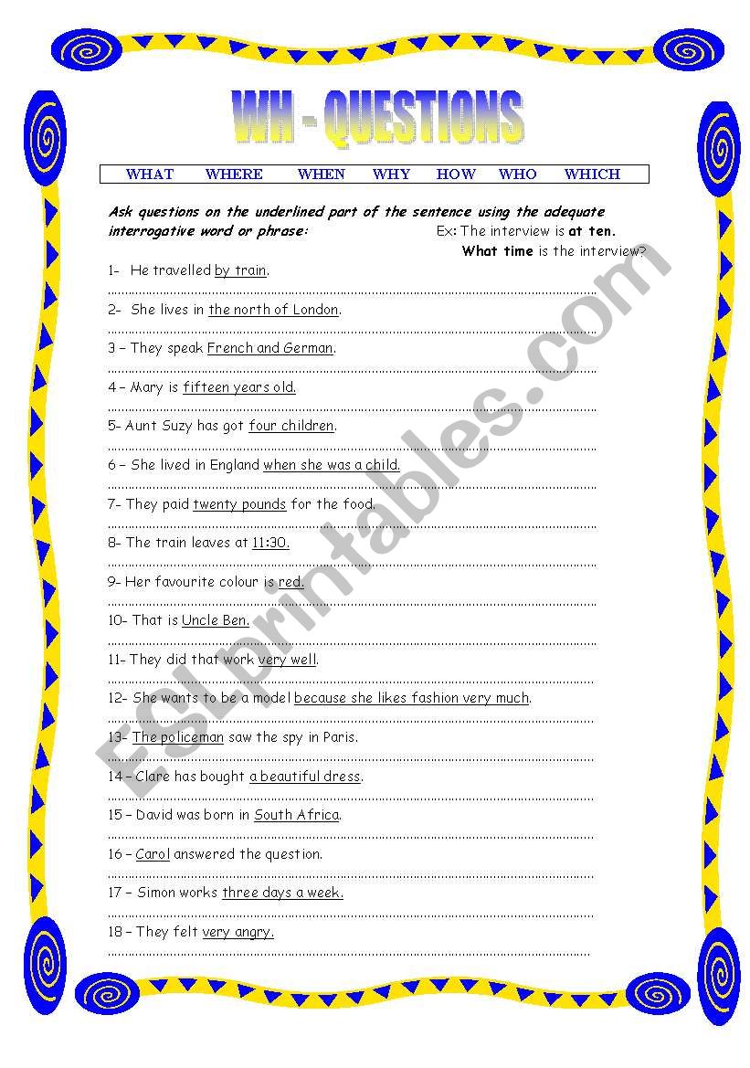 WH - QUESTIONS worksheet