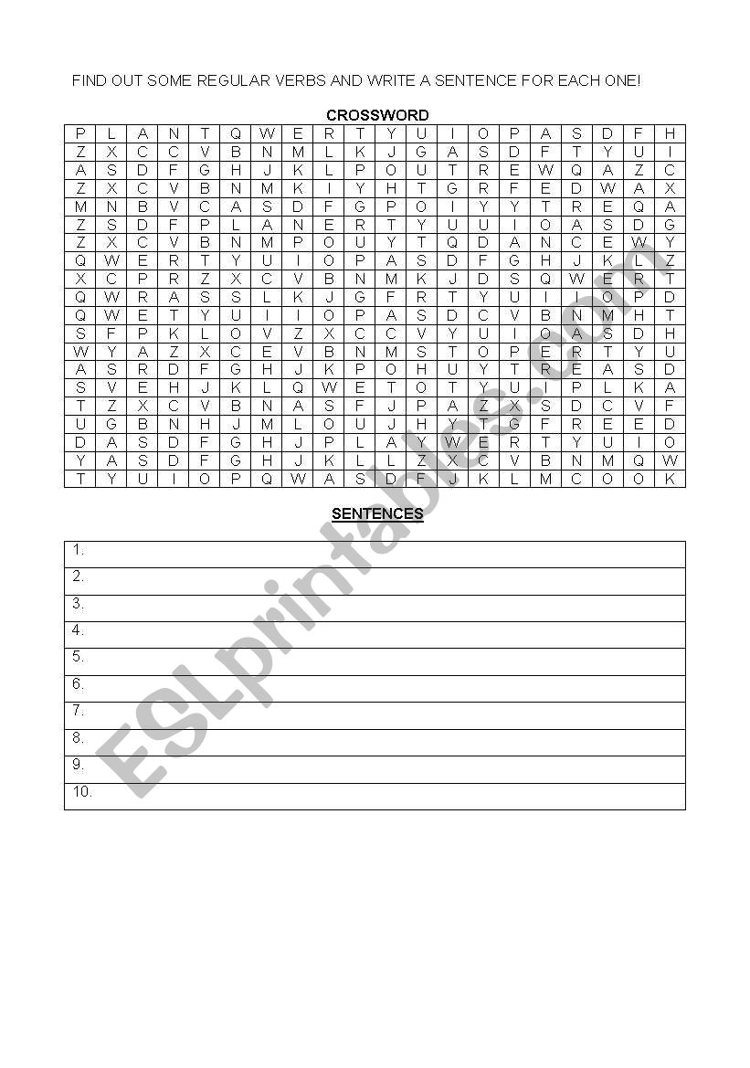 REGULAR VERBS worksheet