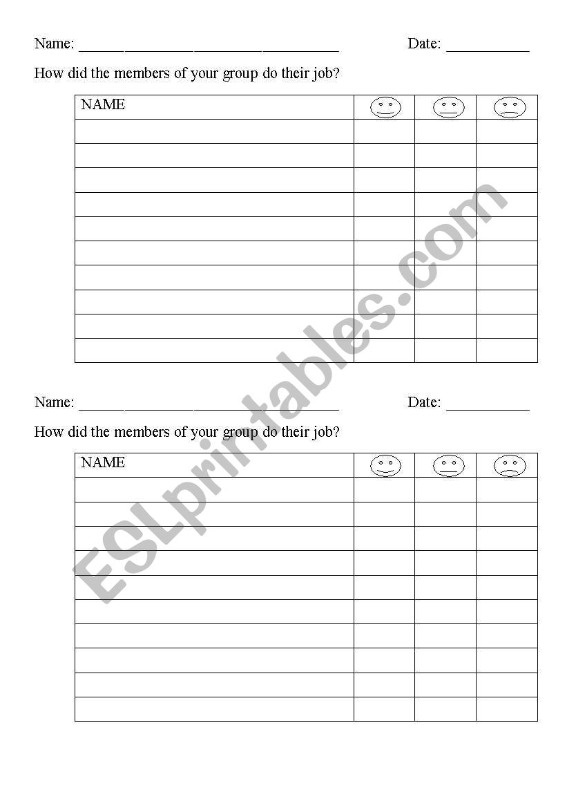 Reflection sheet and Action planning sheet