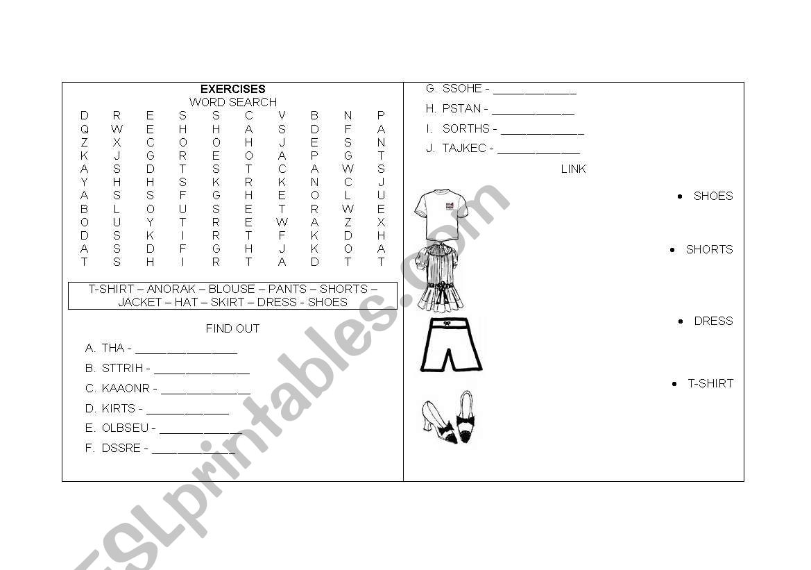 CLOTHES worksheet