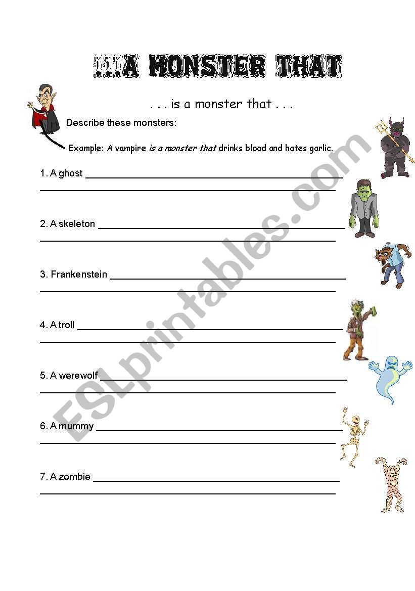 A Monster That worksheet