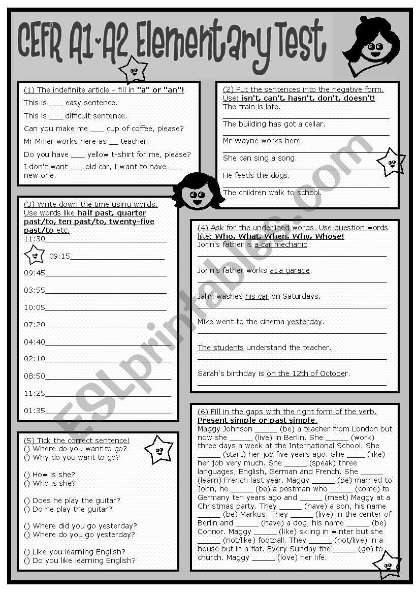 elementary-grammar-test-cefr-a1-a2-esl-worksheet-by-littlesunshine11