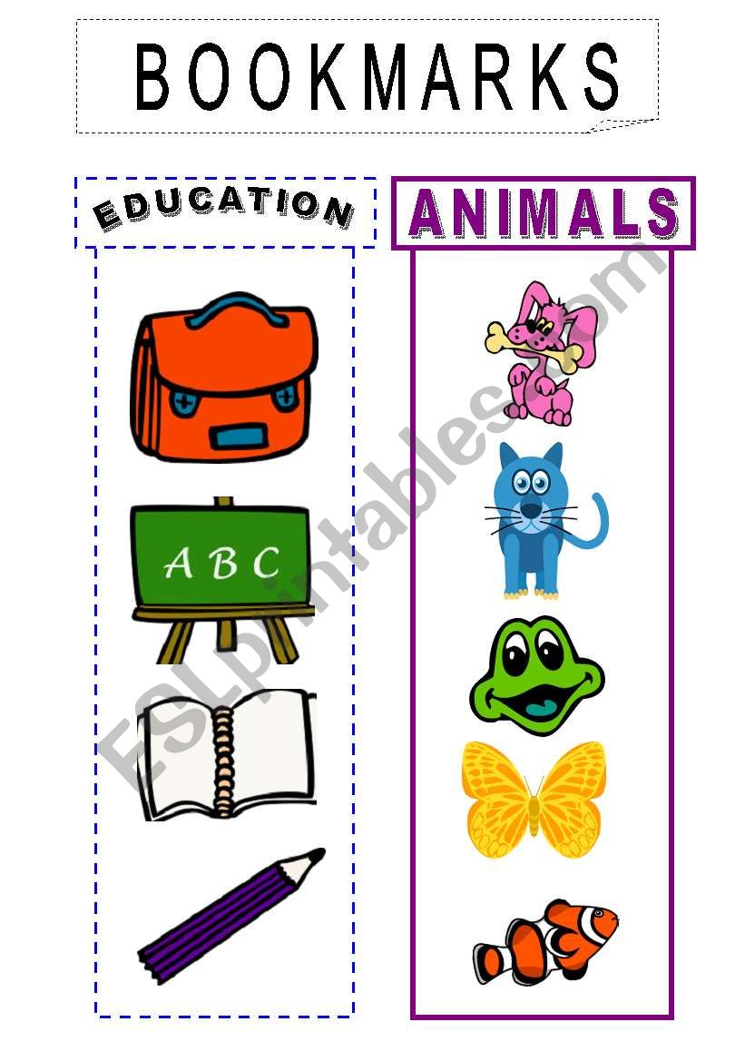 BOOKMARKS - editable !  worksheet