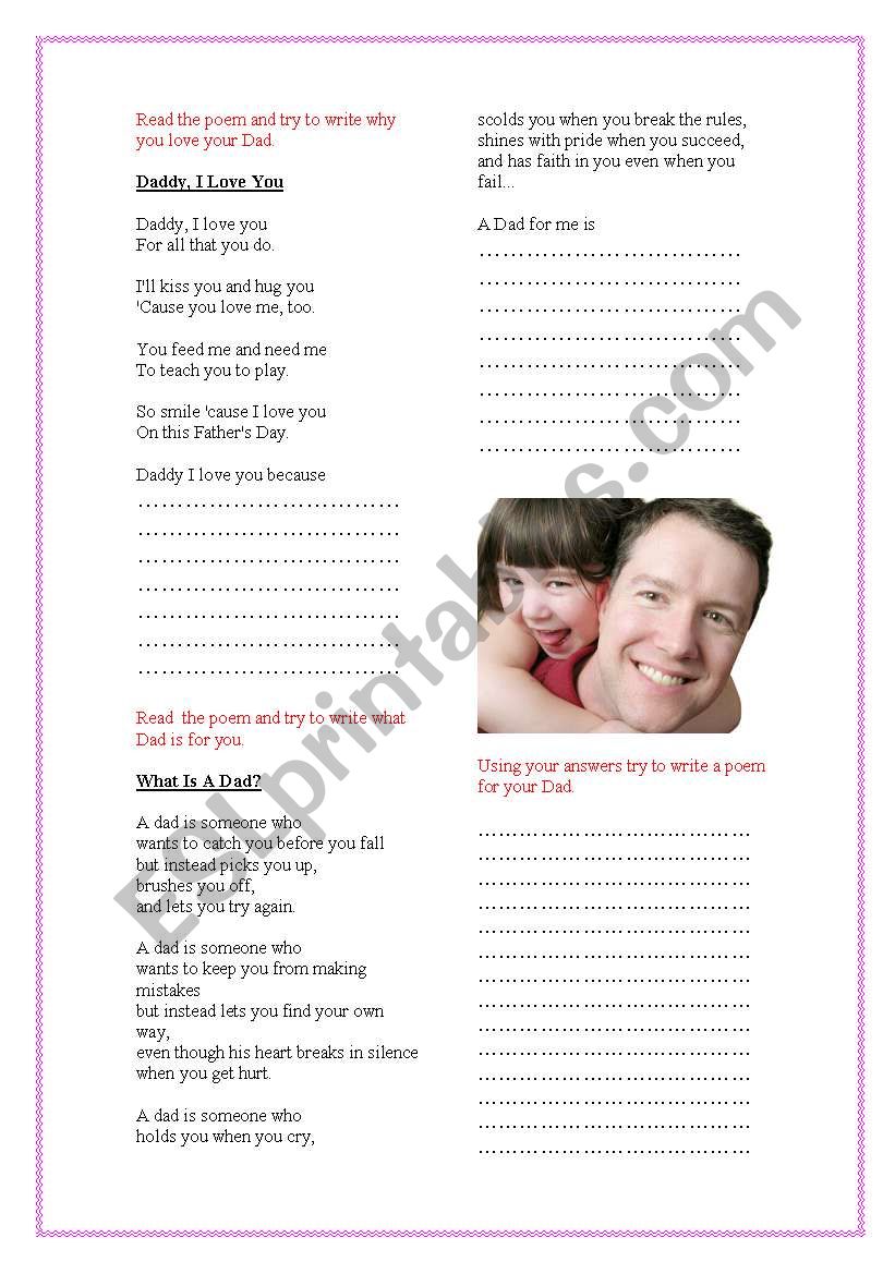Fathers Day Poems Writing  worksheet