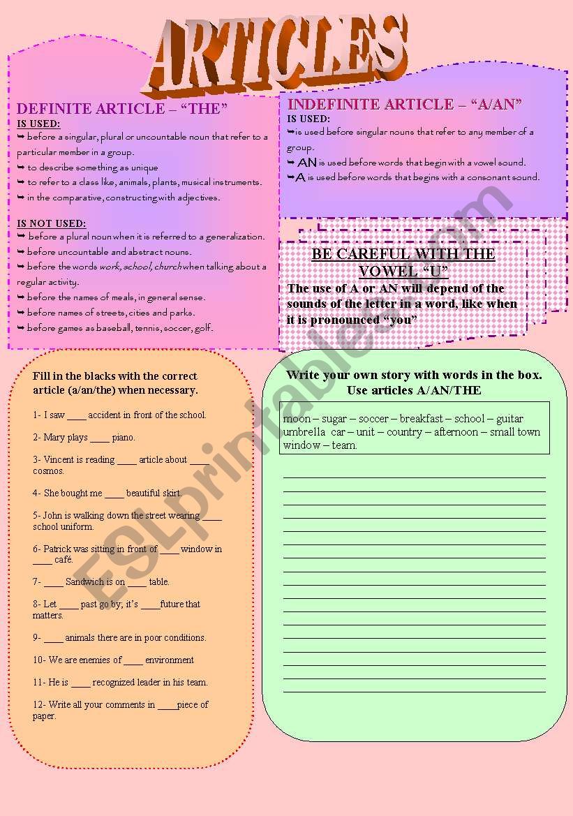 Articles - A/AN/THE worksheet