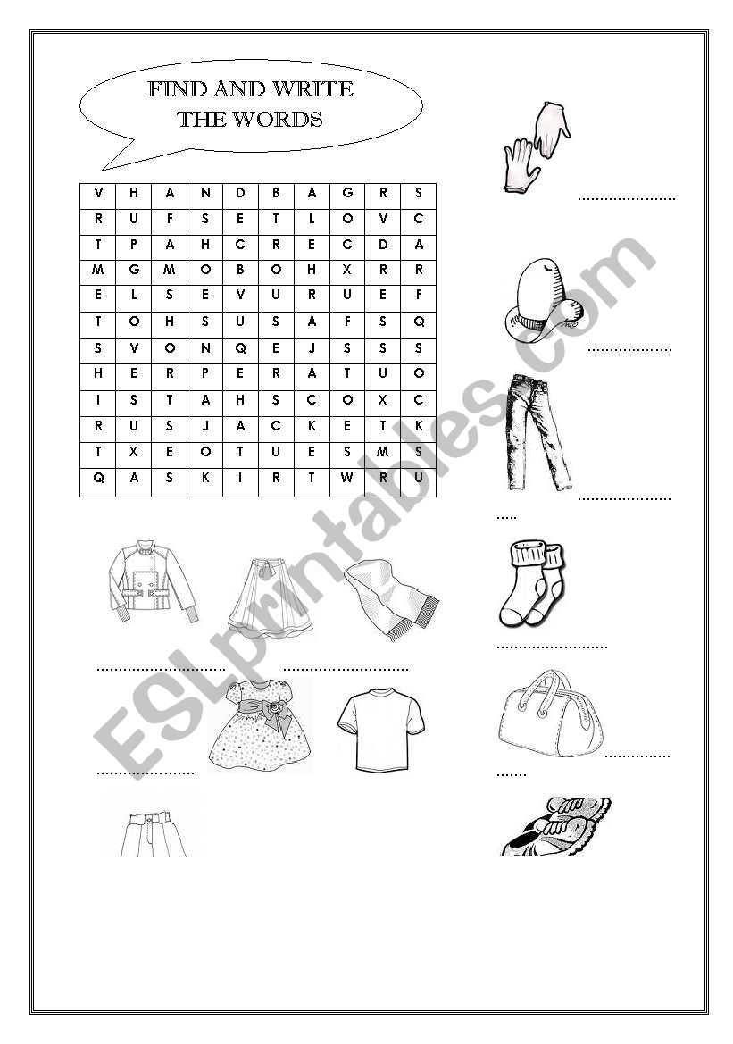 CLOTHES worksheet