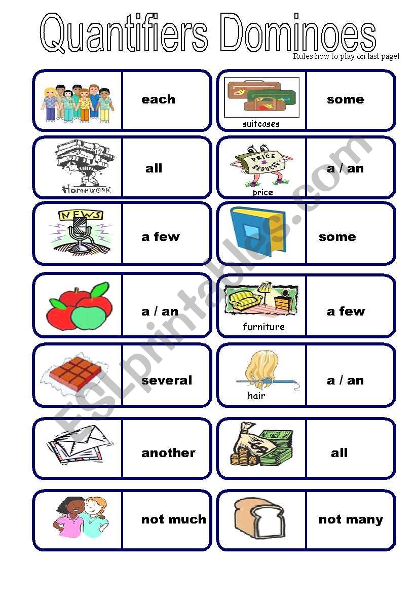 Quantifiers: Countable & Uncountable Dominoes 