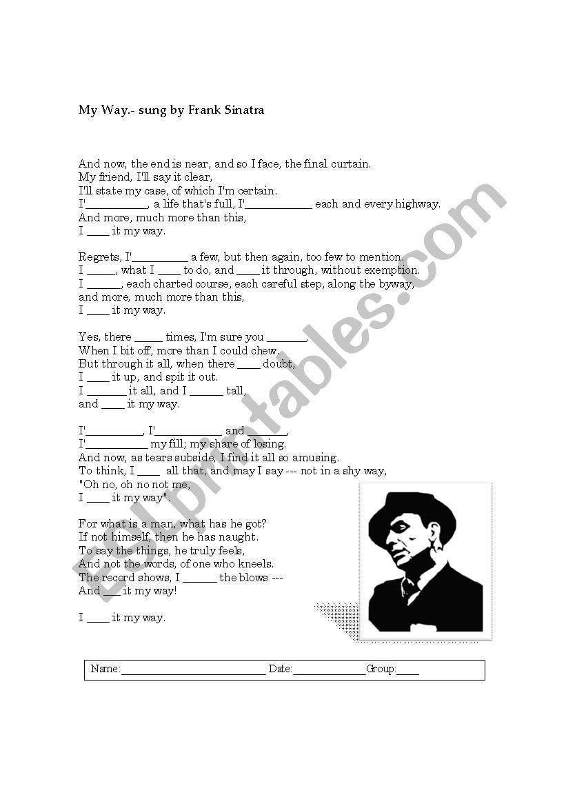 My Way worksheet