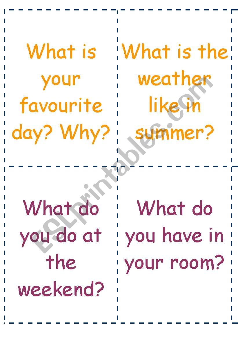 question cards part 2 worksheet