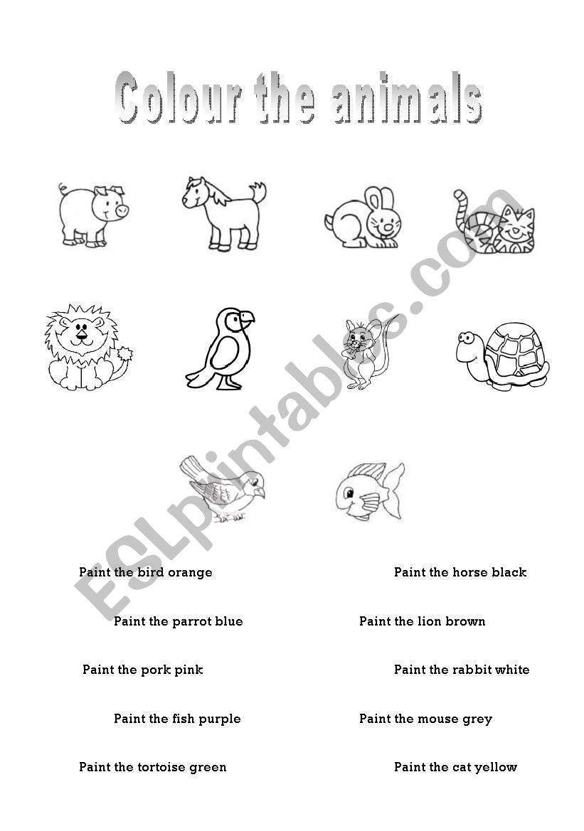 The animals worksheet